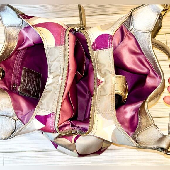 Coach Metallic Silver and Purple Shoulder Bag - Picture 10 of 13